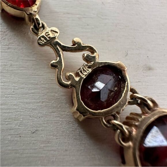 Vintage MFA 14k And Ruby Georgian Revival Earrings - Picture 4 of 10